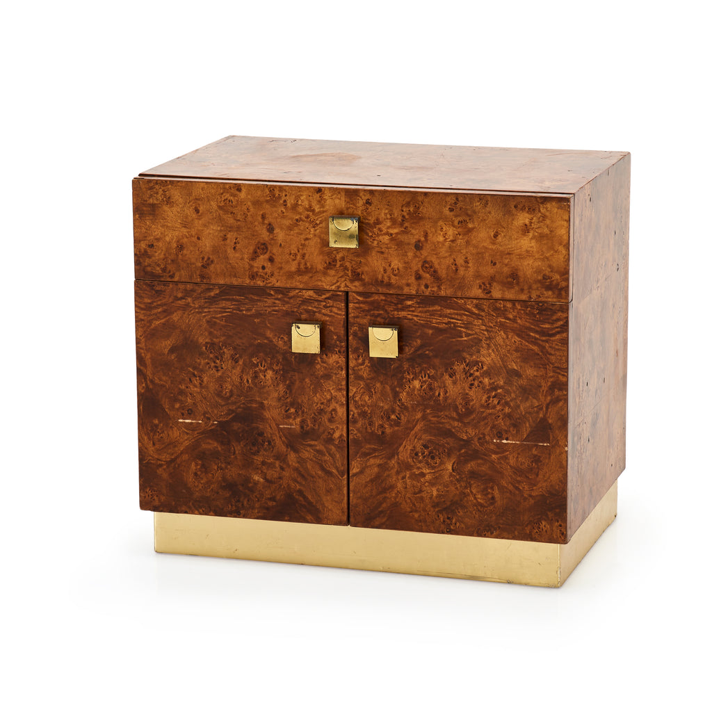 Wood & Brass Burl Side Table
