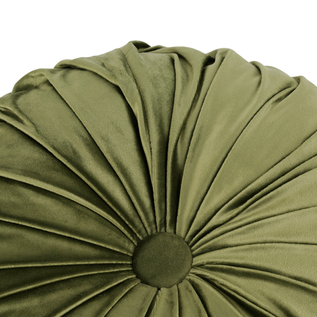 Round Green Pleated Pillow