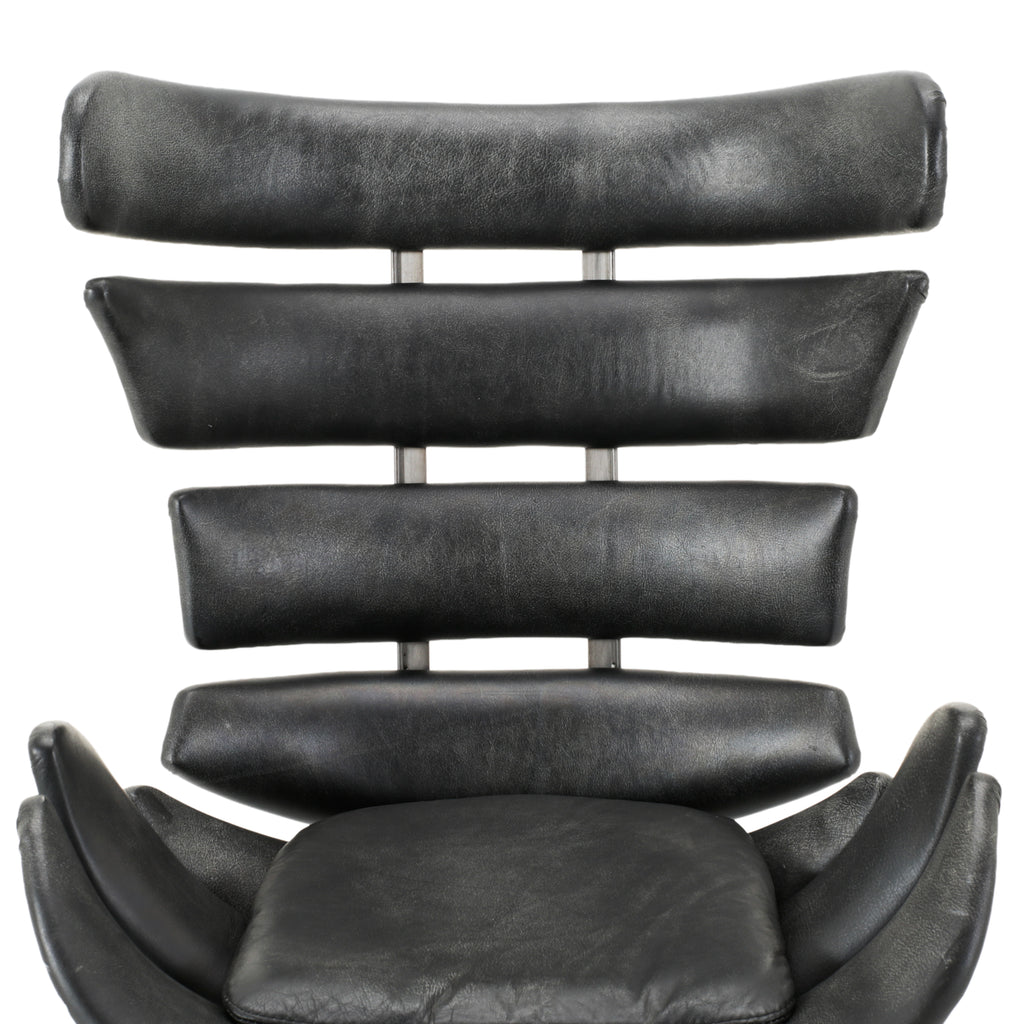 Black Leather Wingback Cut Out Office Chair