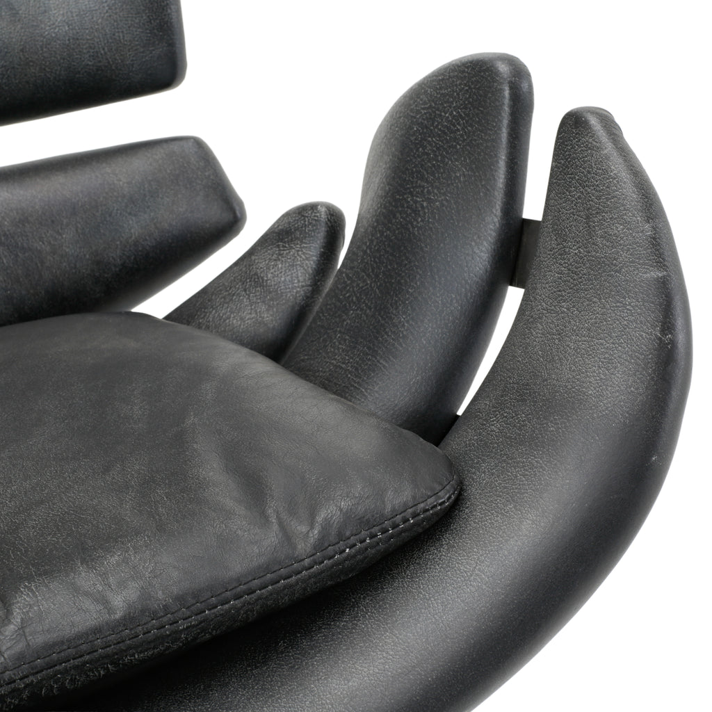 Black Leather Wingback Cut Out Office Chair
