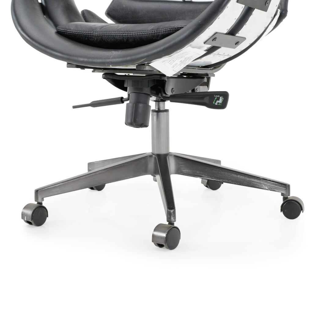 Black Leather Wingback Cut Out Office Chair