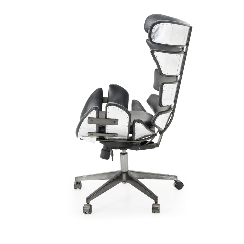 Black Leather Wingback Cut Out Office Chair