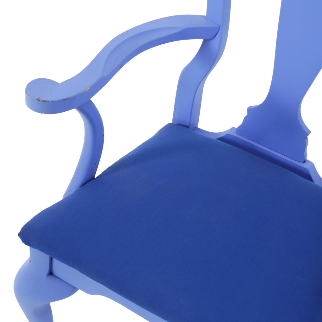 Periwinkle Blue Painted Wood Armchair w/ Cushion