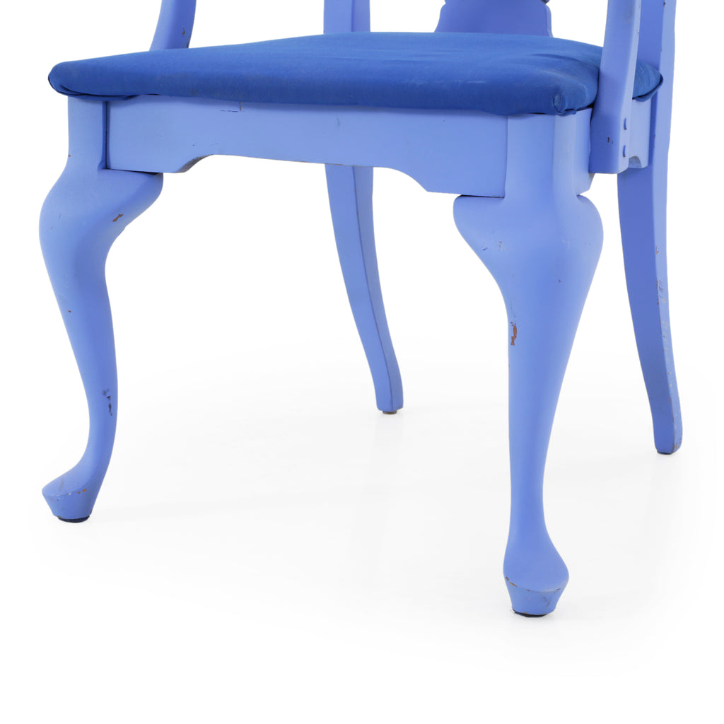Periwinkle Blue Painted Wood Armchair w/ Cushion