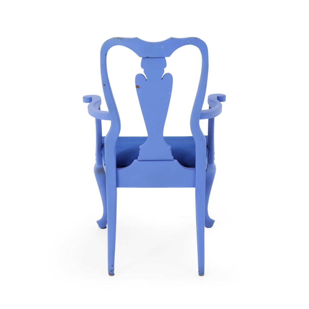 Periwinkle Blue Painted Wood Armchair w/ Cushion