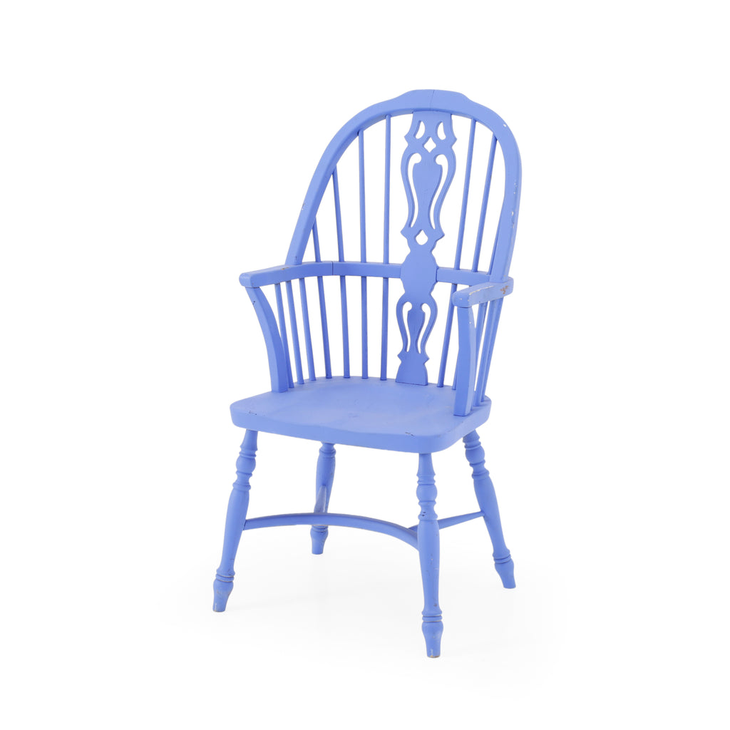 Periwinkle Blue Painted Wood Spindle Armchair