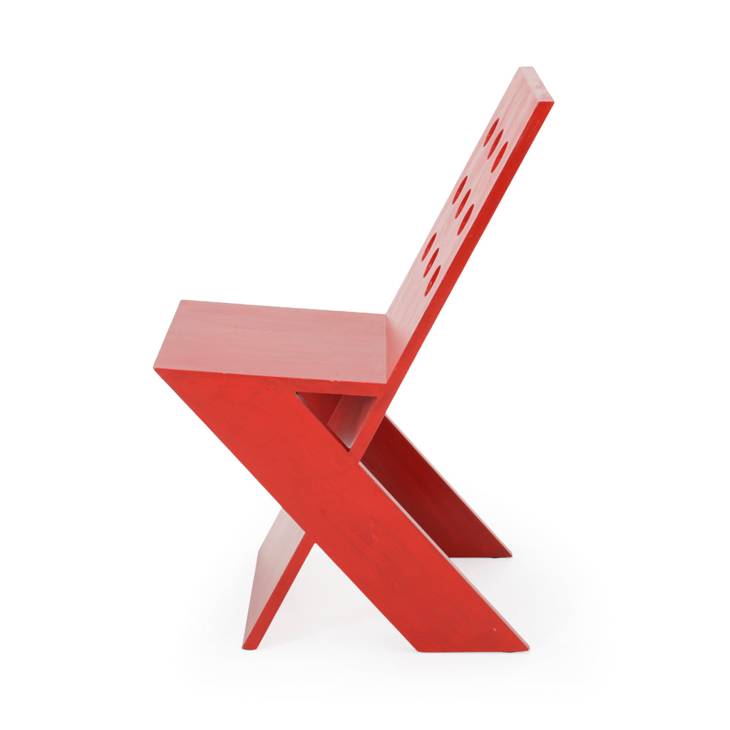 Red Perforated Zig Zag Chair