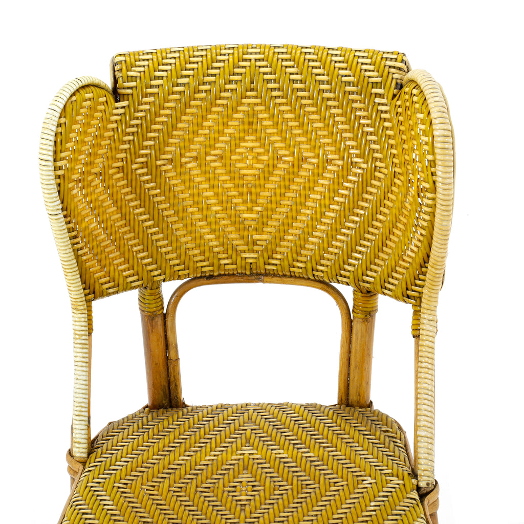Yellow Woven Wicker / Bamboo Chair
