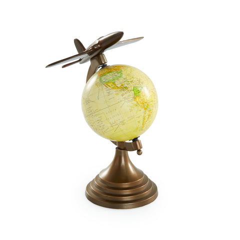 Yellow Globe with Bronze Airplane Base