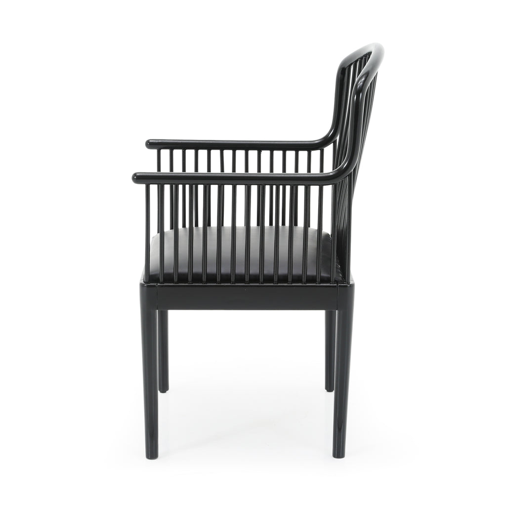 Black Lacquer 'Andover' Wood Armchairs