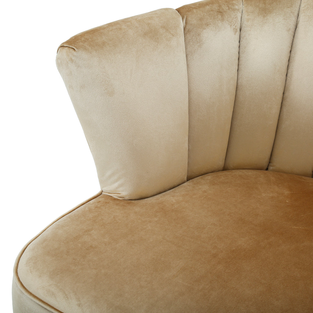 Tan Velvet Deco Fan Chair
