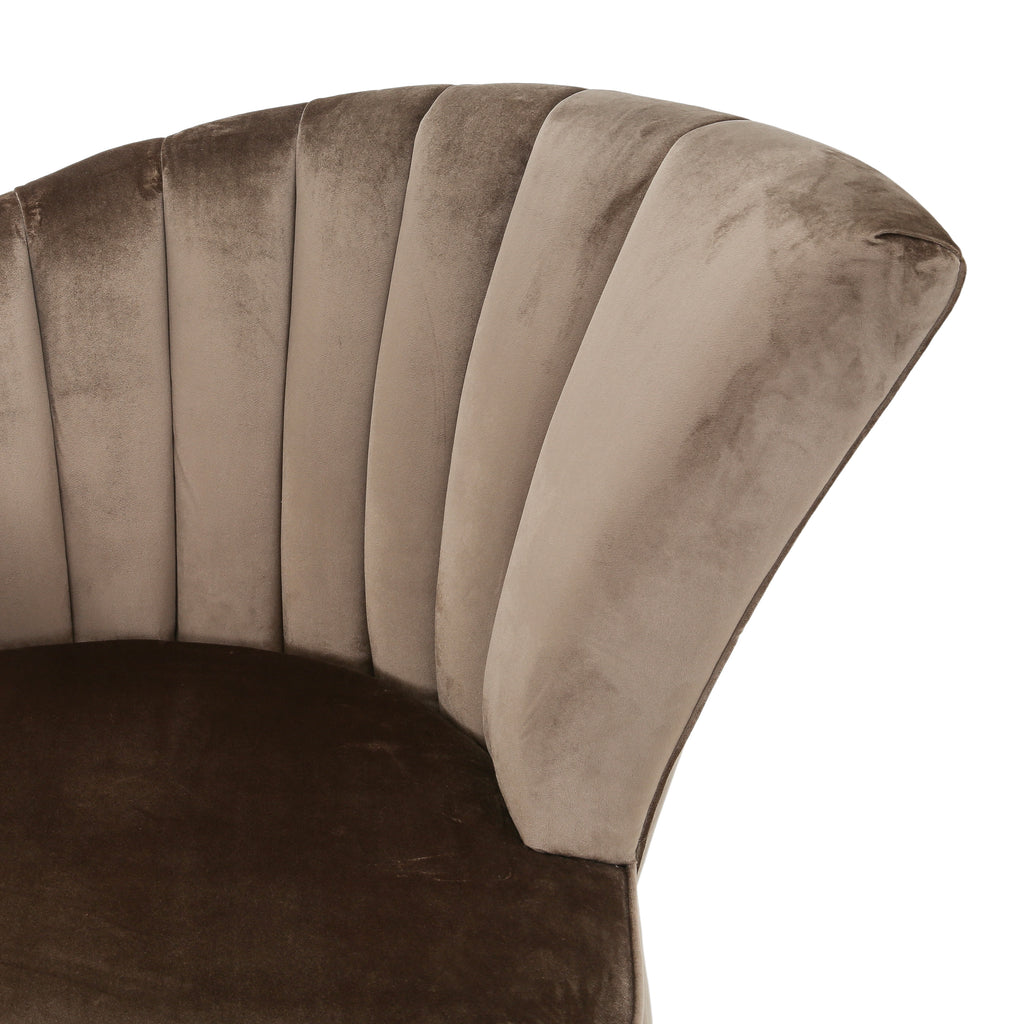Taupe Velvet Deco Fan Chair