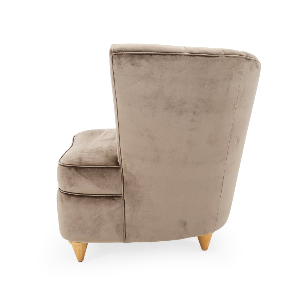 Taupe Velvet Deco Fan Chair