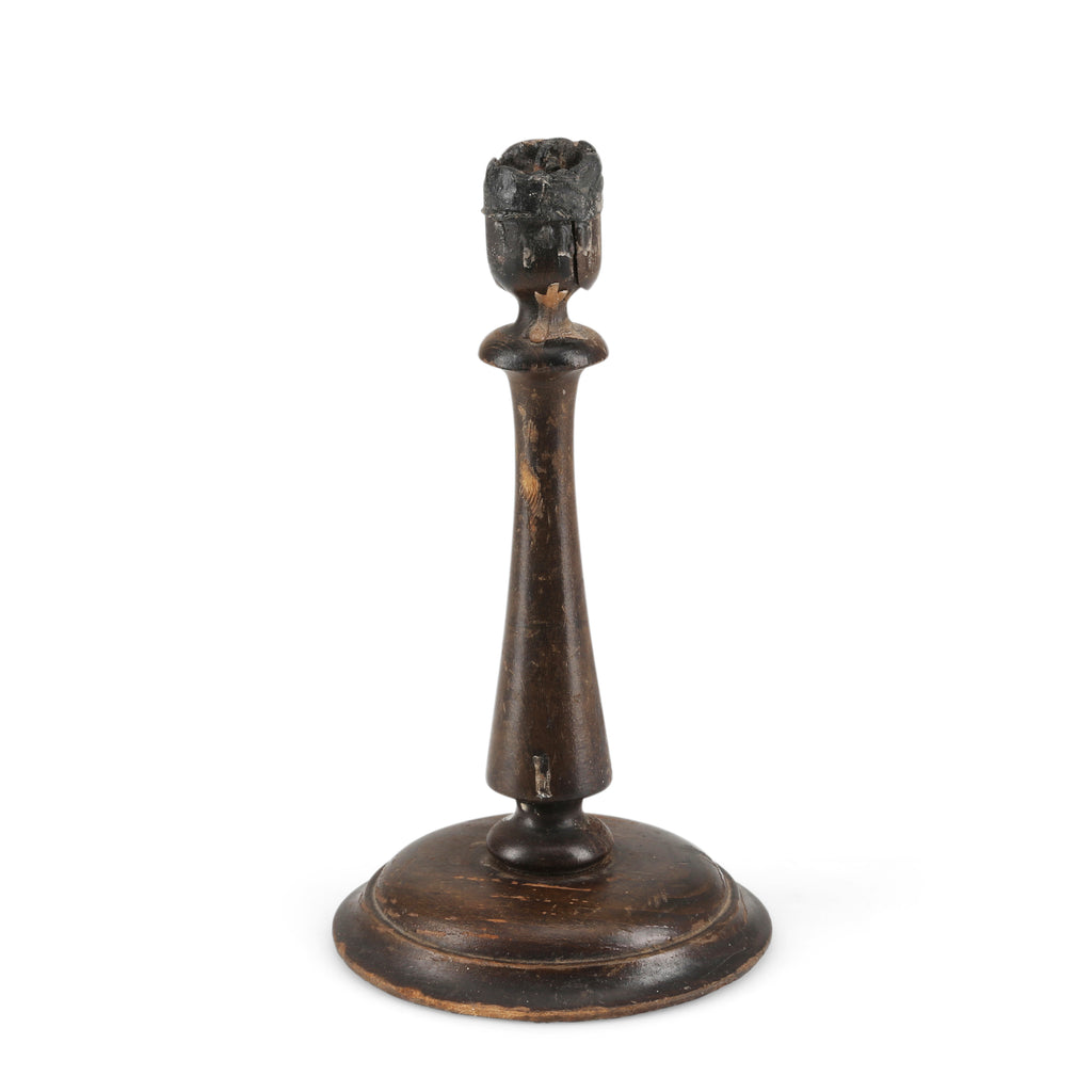 Distressed Dark Wood Candle Holder
