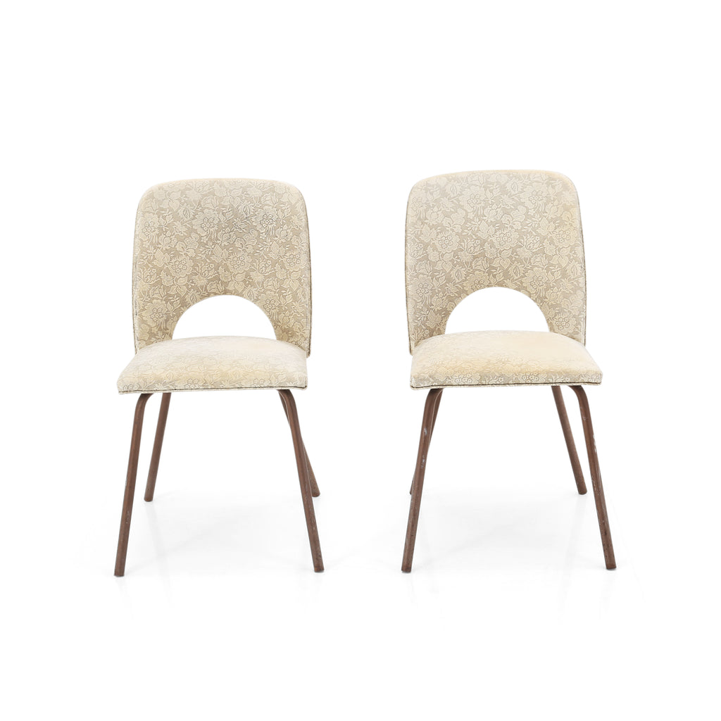 Off-White Floral Vinyl Dining Chairs
