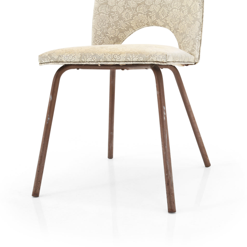 Off-White Floral Vinyl Dining Chairs