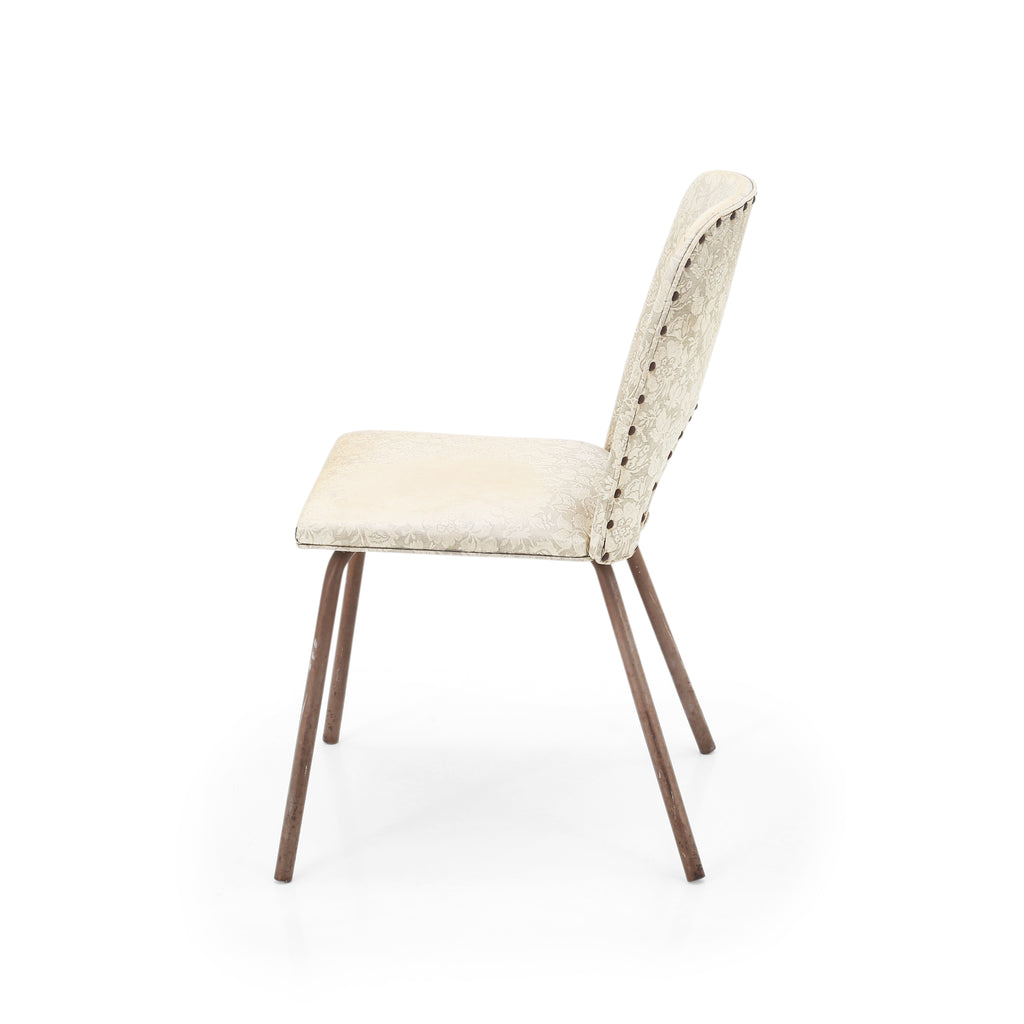 Off-White Floral Vinyl Dining Chairs
