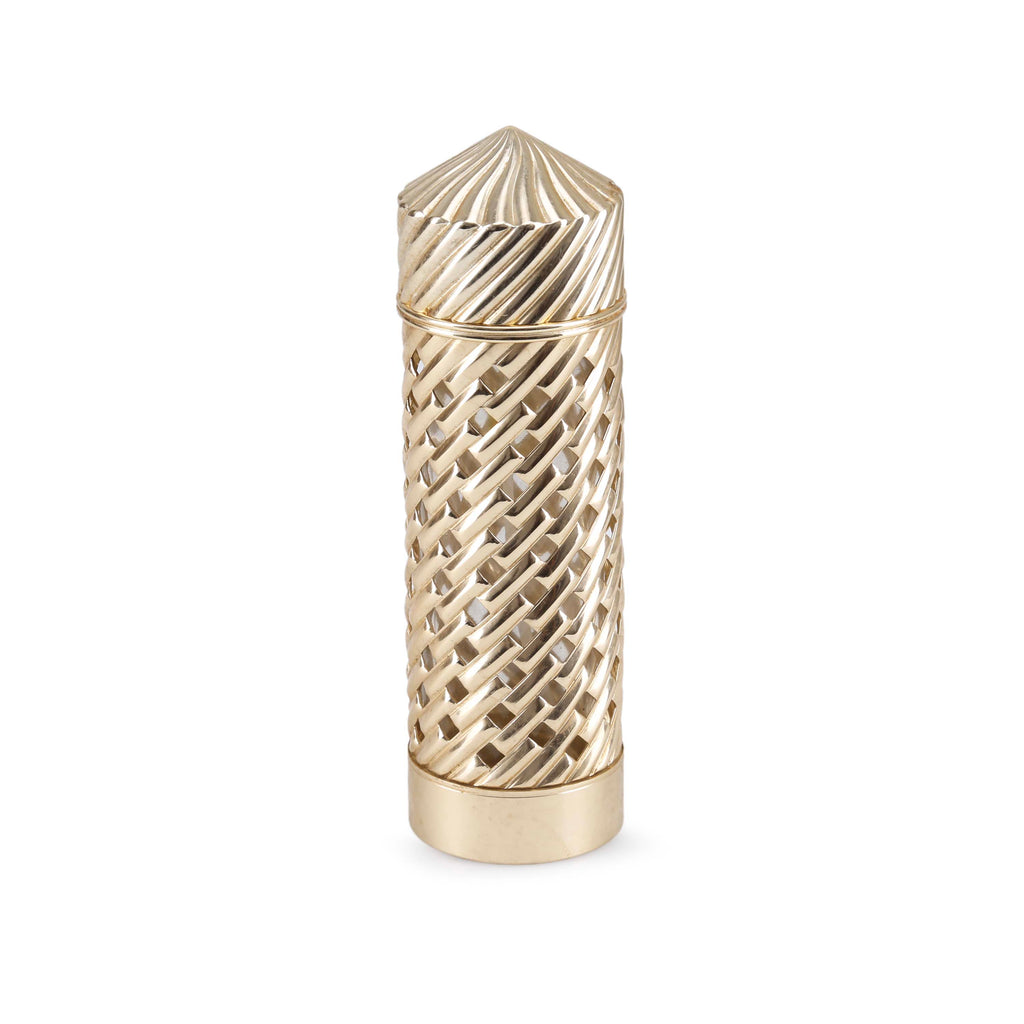 Gold Ridged Perfume Bottle w/ Pointed Top