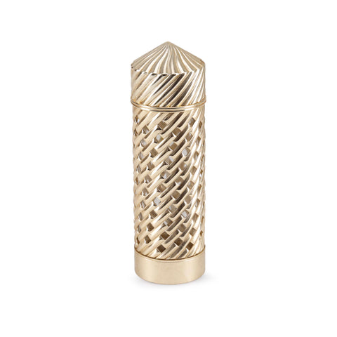 Gold Ridged Perfume Bottle w/ Pointed Top
