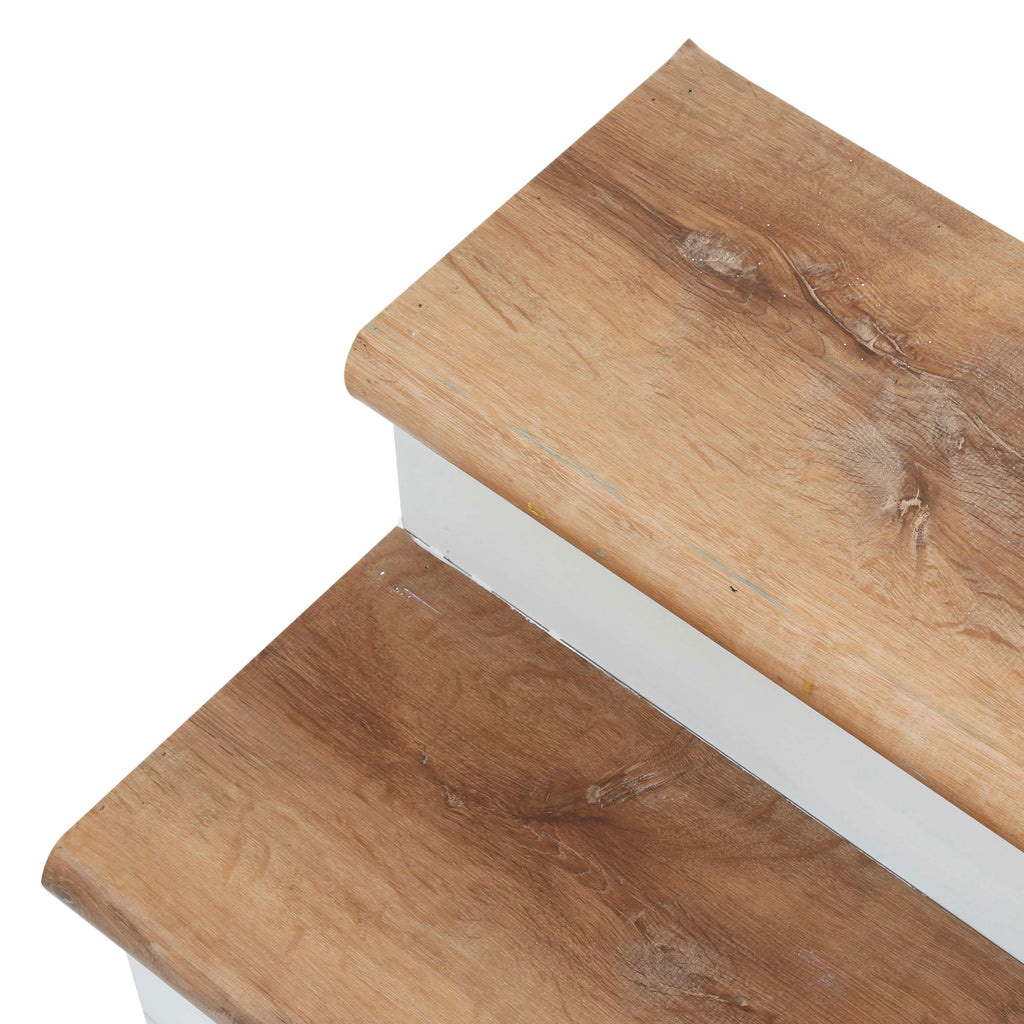 Wide Wood / Matte White Steps