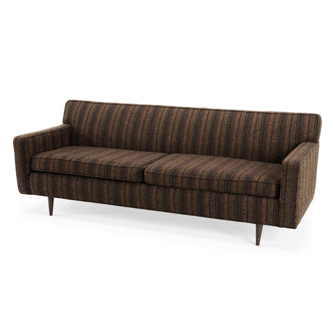 Muted Brown & Orange Striped Vintage Sofa