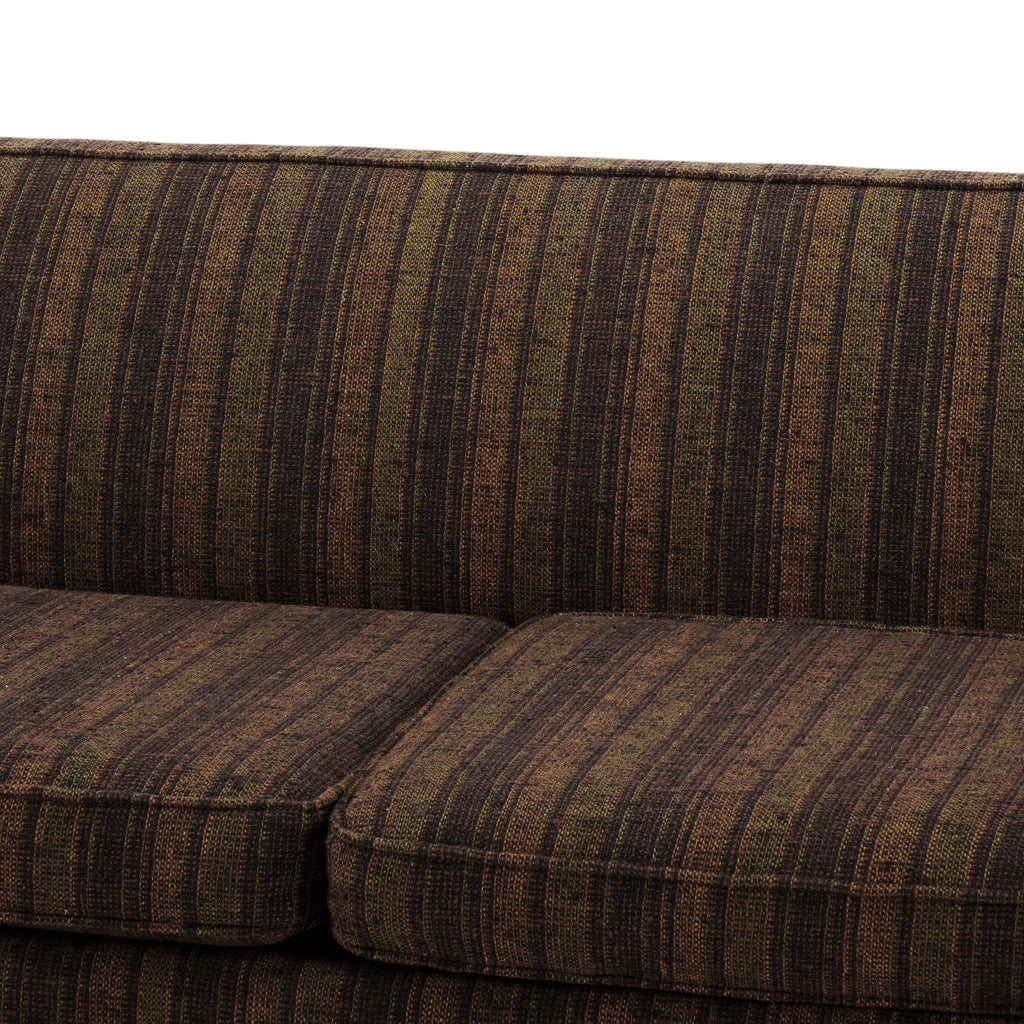 Muted Brown & Orange Striped Vintage Sofa