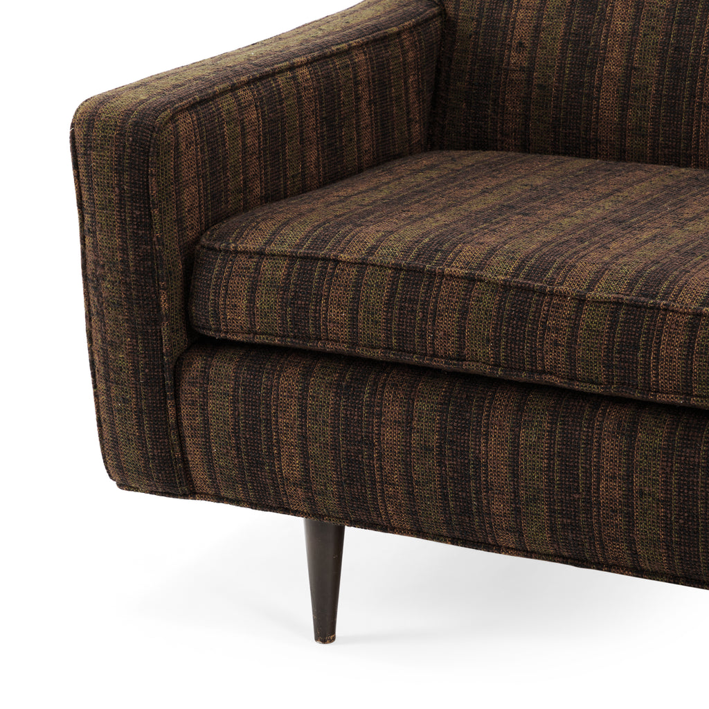 Muted Brown & Orange Striped Vintage Sofa