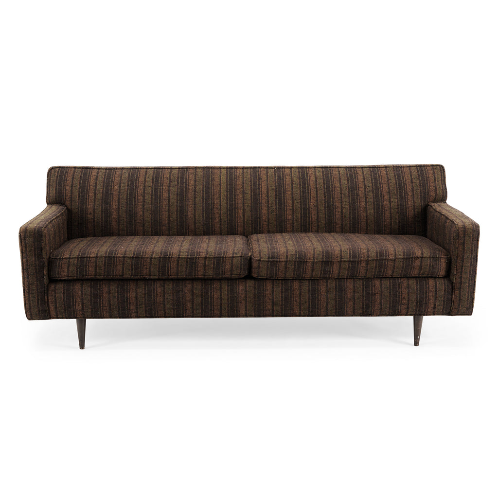 Muted Brown & Orange Striped Vintage Sofa