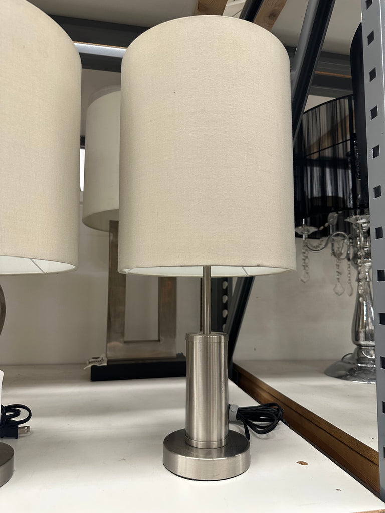Silver Cylinder Table Lamp