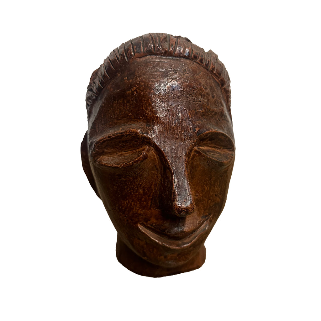 Carved Smile Head Table Sculpture