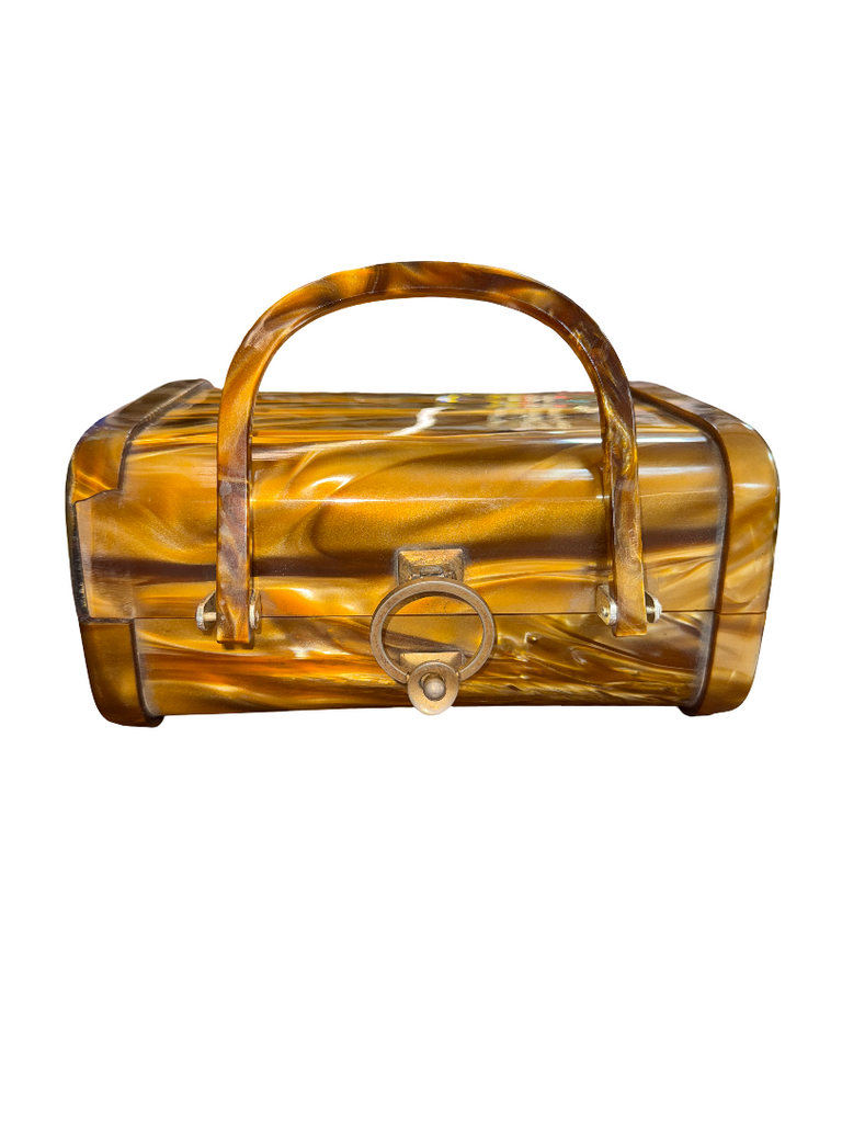 Gold Marbled Lucite Cosmetics Case