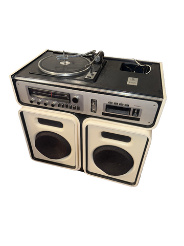 White Record Player with Matching Speakers
