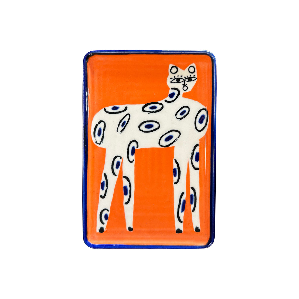 Blue Spotted Cat Trinket Tray (A+D)