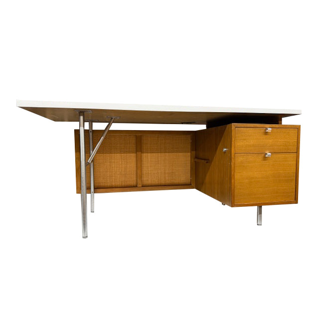 Wood and Rattan Nelson Desk