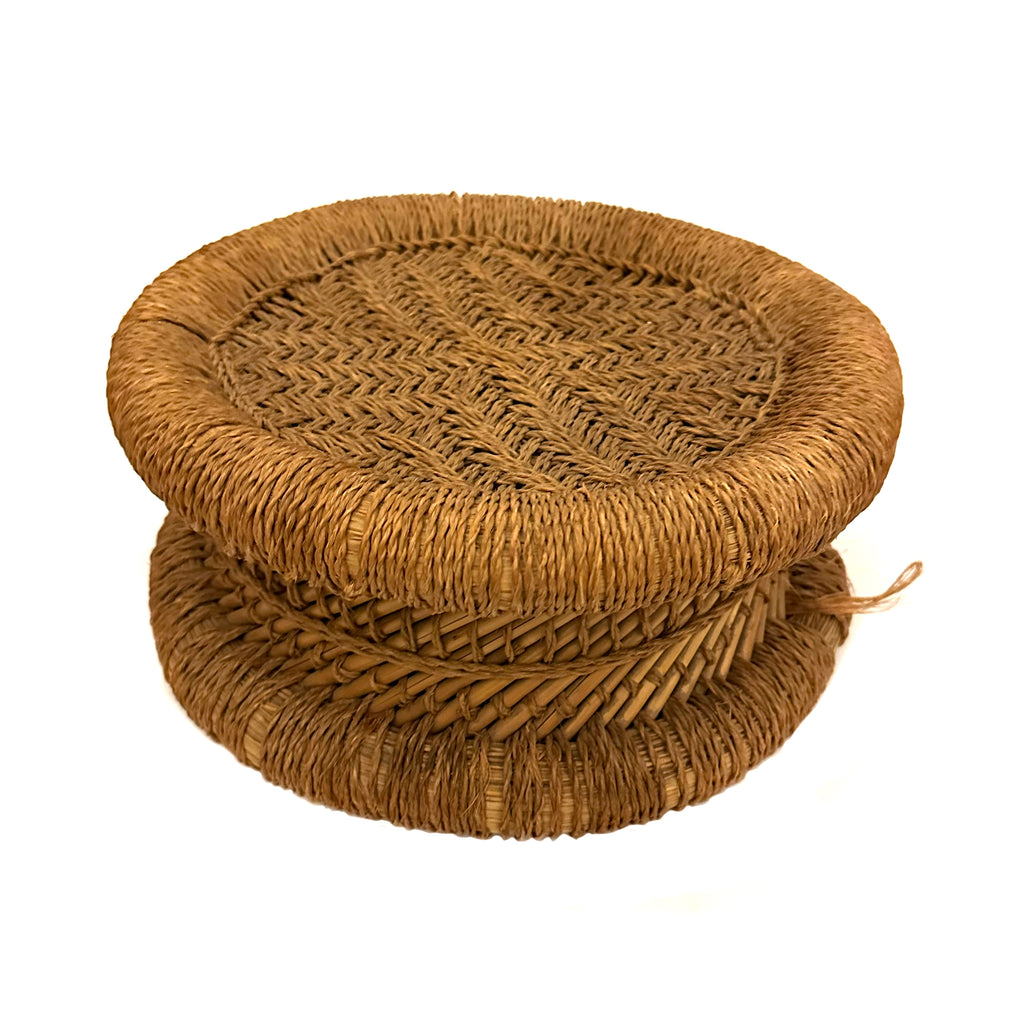 Small Round Wicker Table Sculpture / Tray