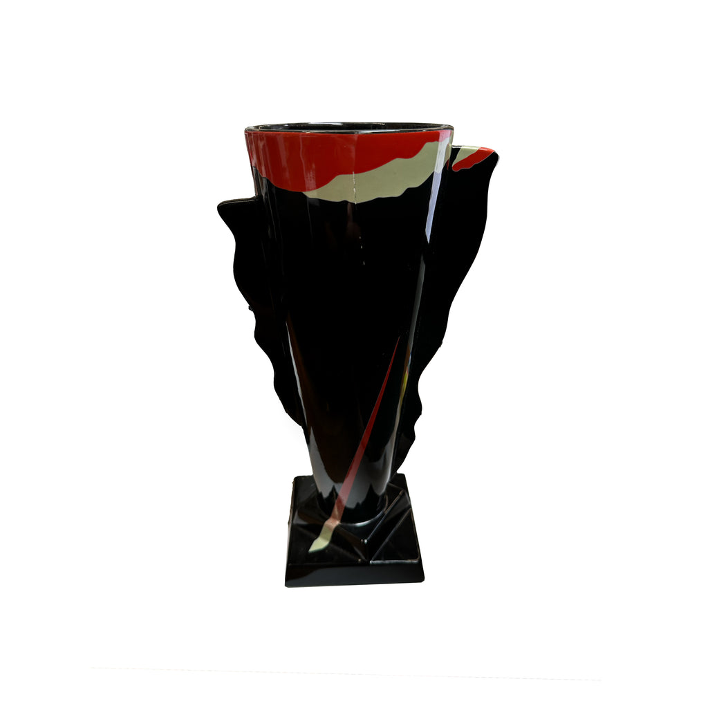 Black / Red / Tan Ceramic Vase