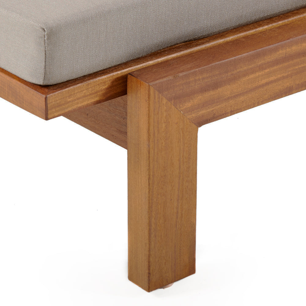 Outdoor Chaise Lounger with Wood Base