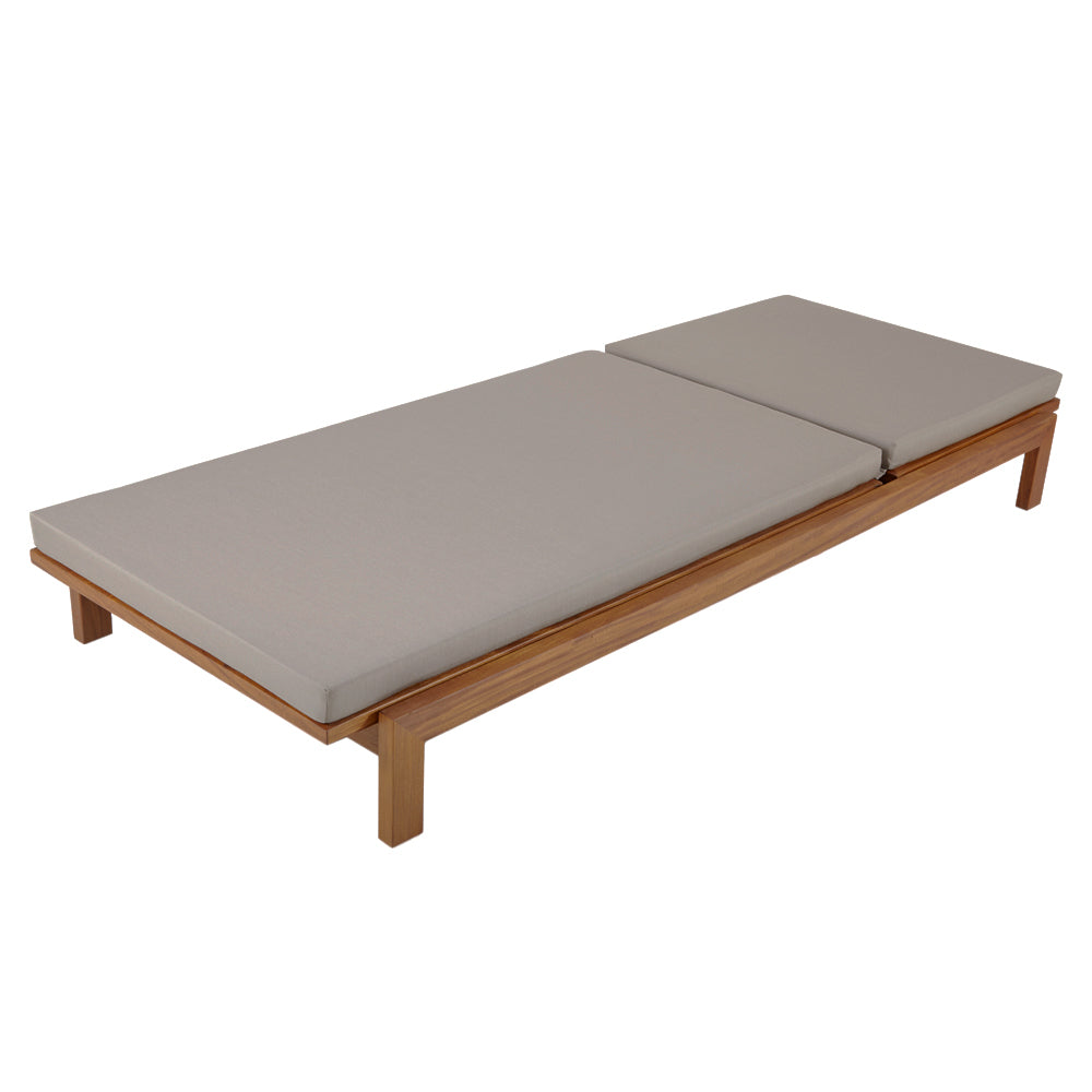 Outdoor Chaise Lounger with Wood Base