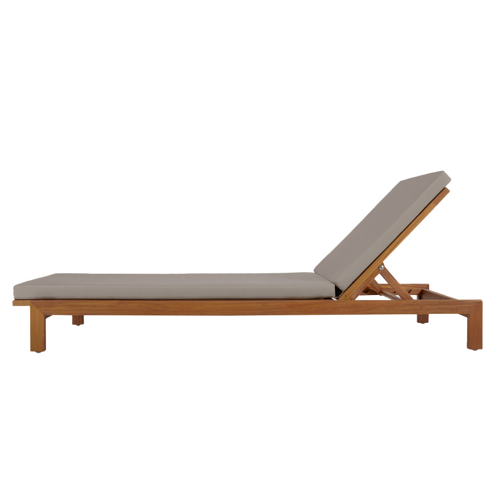 Outdoor Chaise Lounger with Wood Base