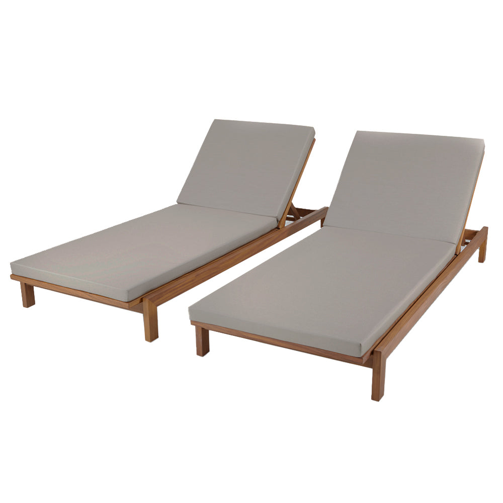 Outdoor Chaise Lounger with Wood Base
