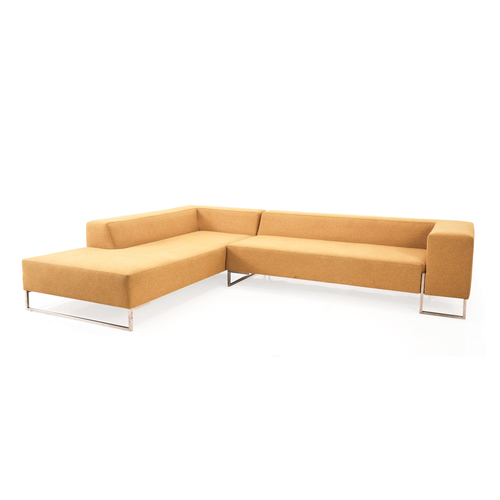 Modern Low Back Sectional Sofa - Muted Yellow