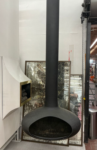 Black Large Oval Floating Fireplace