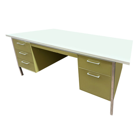 Green And White Desk With Chrome Legs
