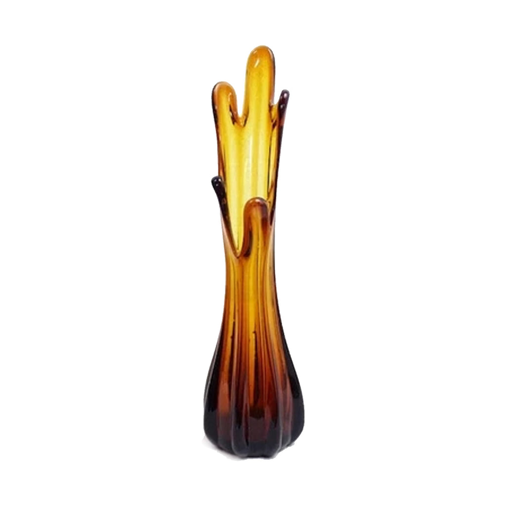 Amber Glass Melted Top Vase