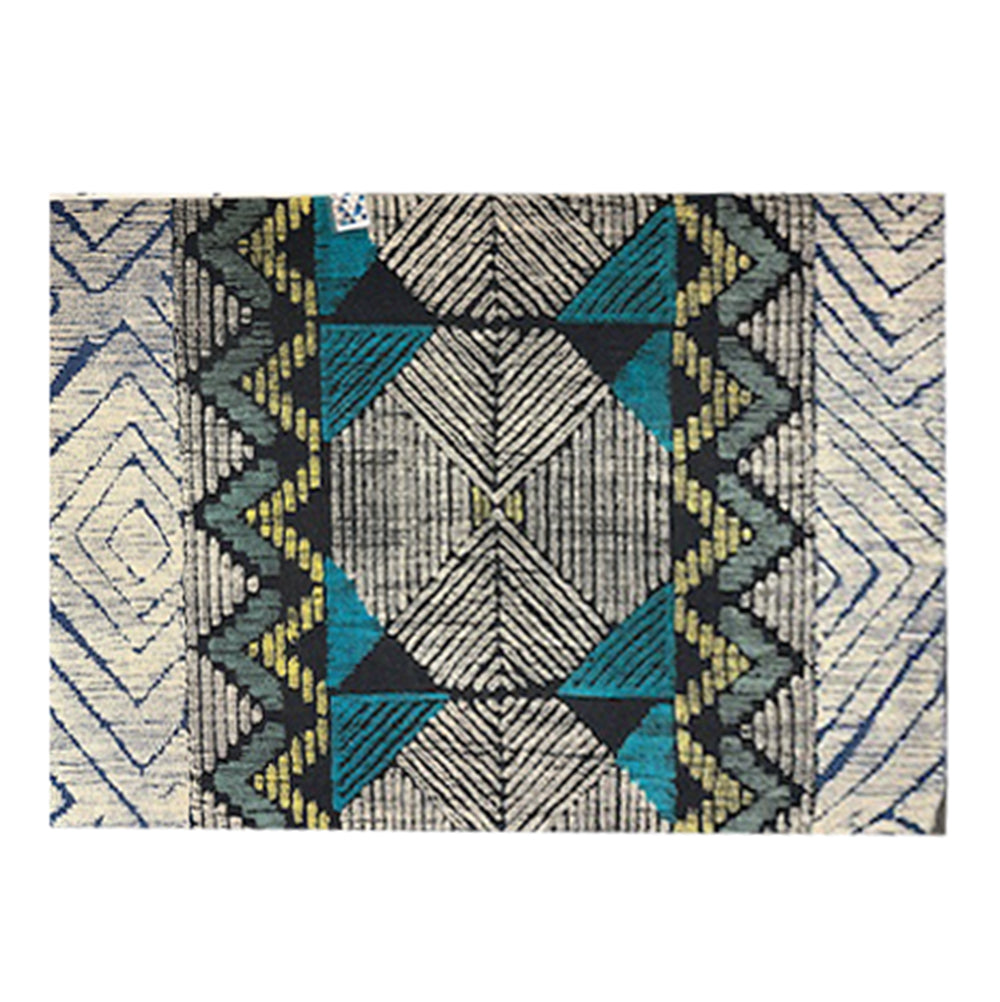 Blue / Grey Geometric Pattern Triangle Rug