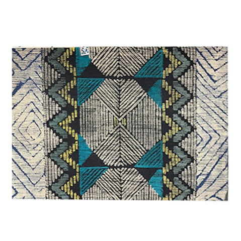 Blue / Grey Geometric Pattern Triangle Rug