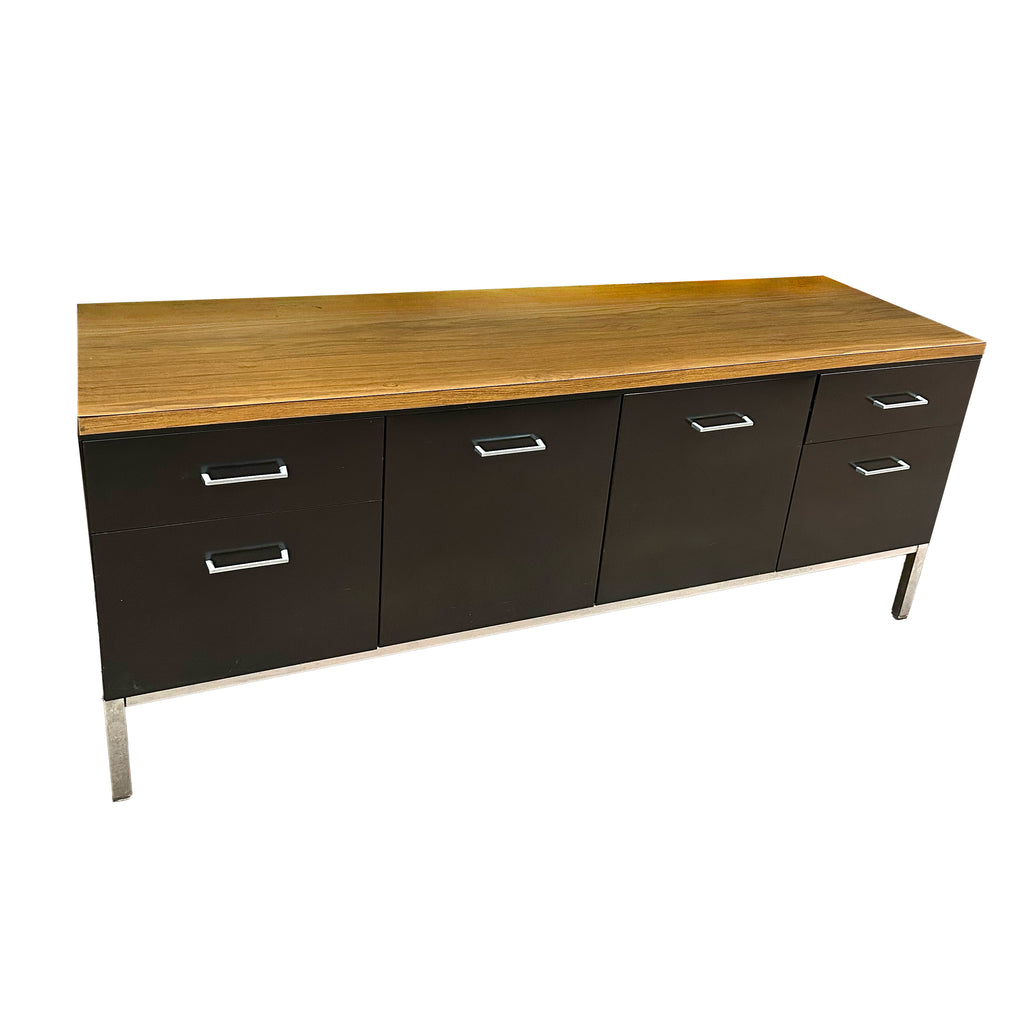 Black Office Credenza with Wood Top