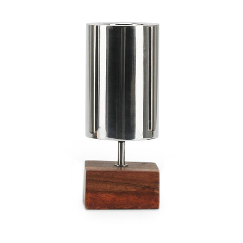 Small Chrome Sculpture with Wood Base (A+D)
