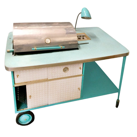Aqua Blue Patio Grill with Storage