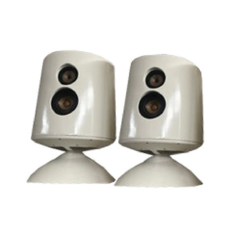 Pair Of White Cylinder Speakers
